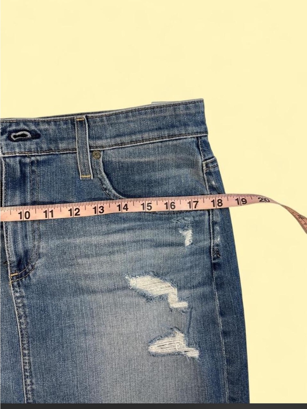 AG Adriano Goldschmied Blue Distressed Denim Mini Skirt - Picture 6 of 7